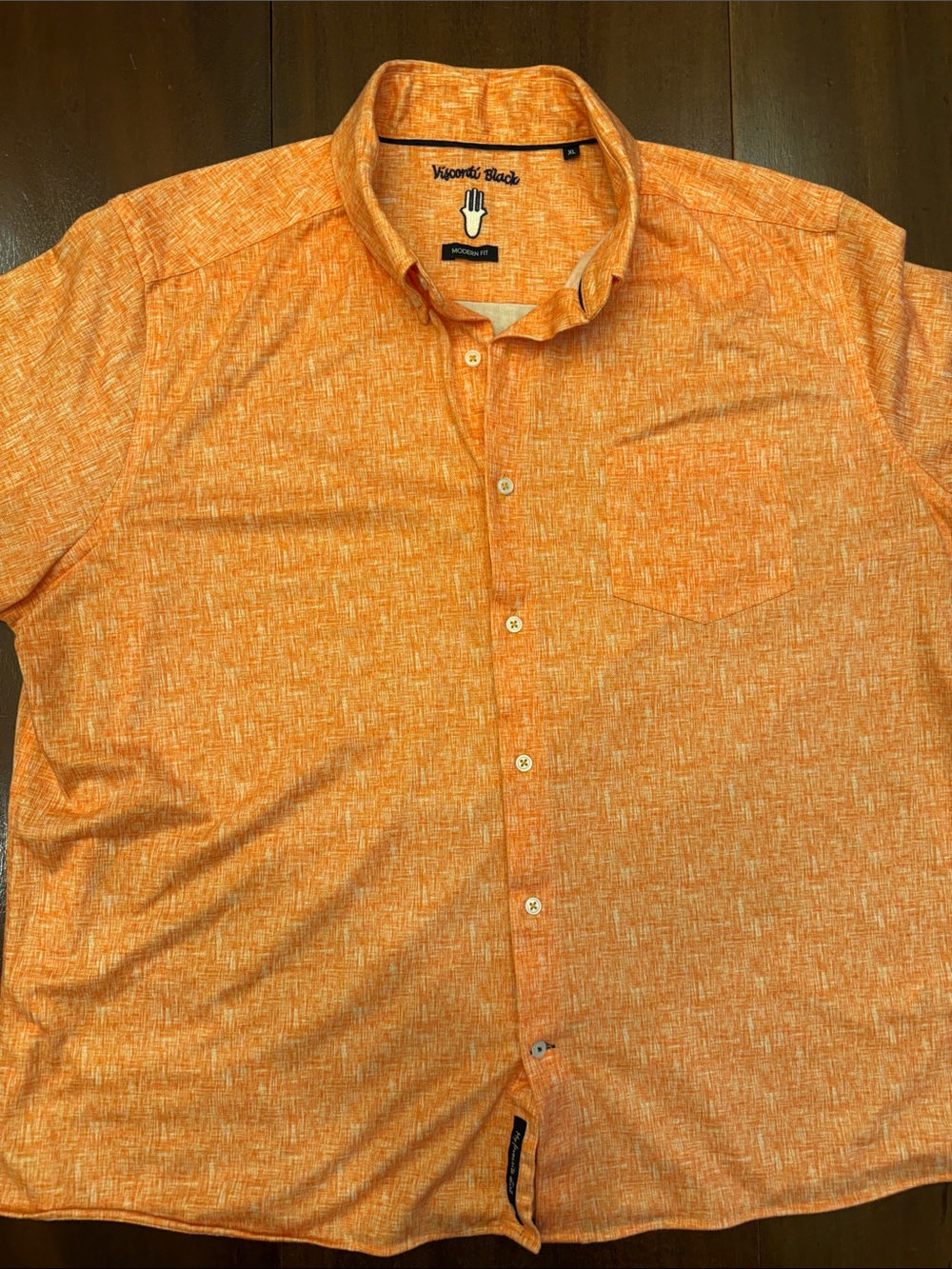 Visconti Black Orange Short-Sleeve Casual Button-Down Shirt